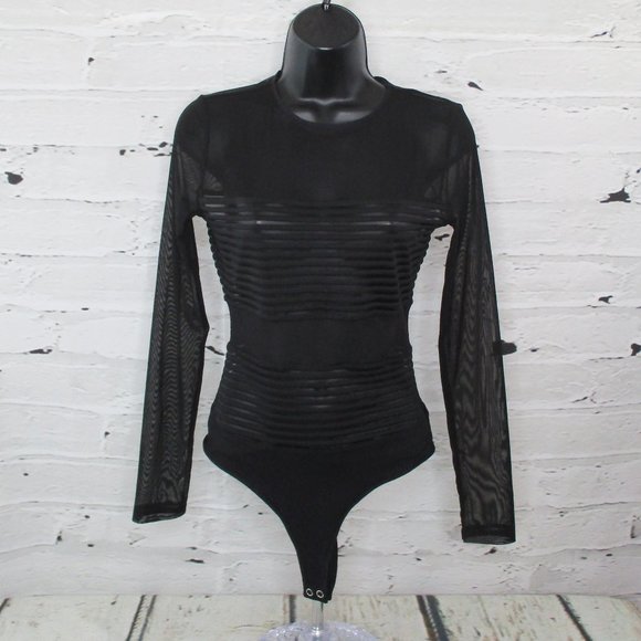 Forever 21 Tops - Forever 21 Juniors Sheer Striped Cheeky Bodysuit